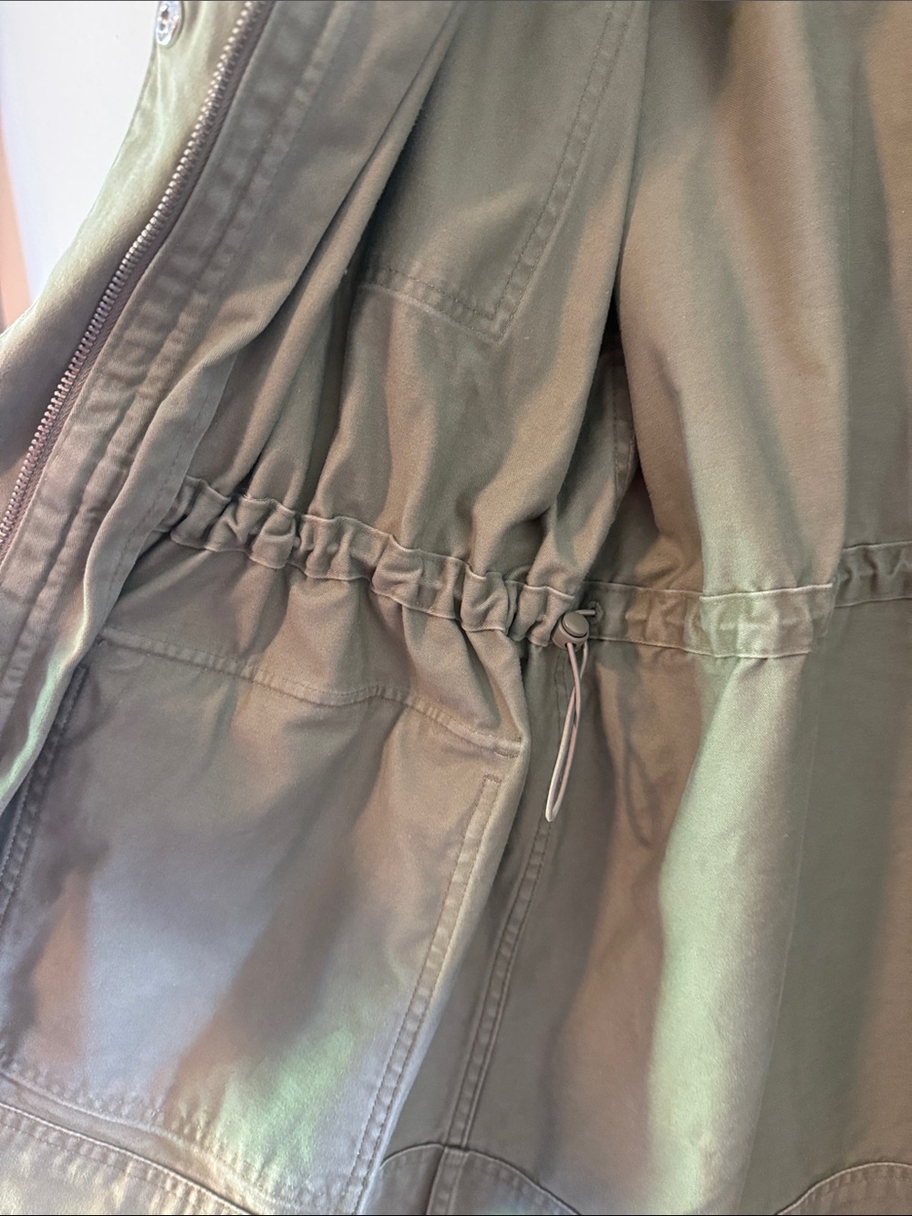Utility Drawstring Waist Jacket - Olive Green - Picture 4 of 8